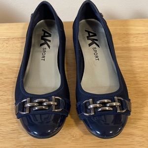 Navy blue Ballet Flats with Silver Buckle Detail